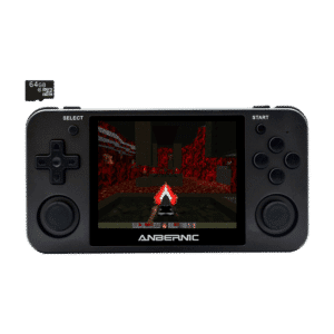 ANBERNIC RG350M Matte Black with 64GB Card - Shown playing DOOM